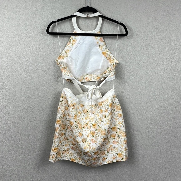 New Significant Other Ari Dress Rosalie Print Yellow Ditsy Floral Waist Cut Out - Picture 8 of 16